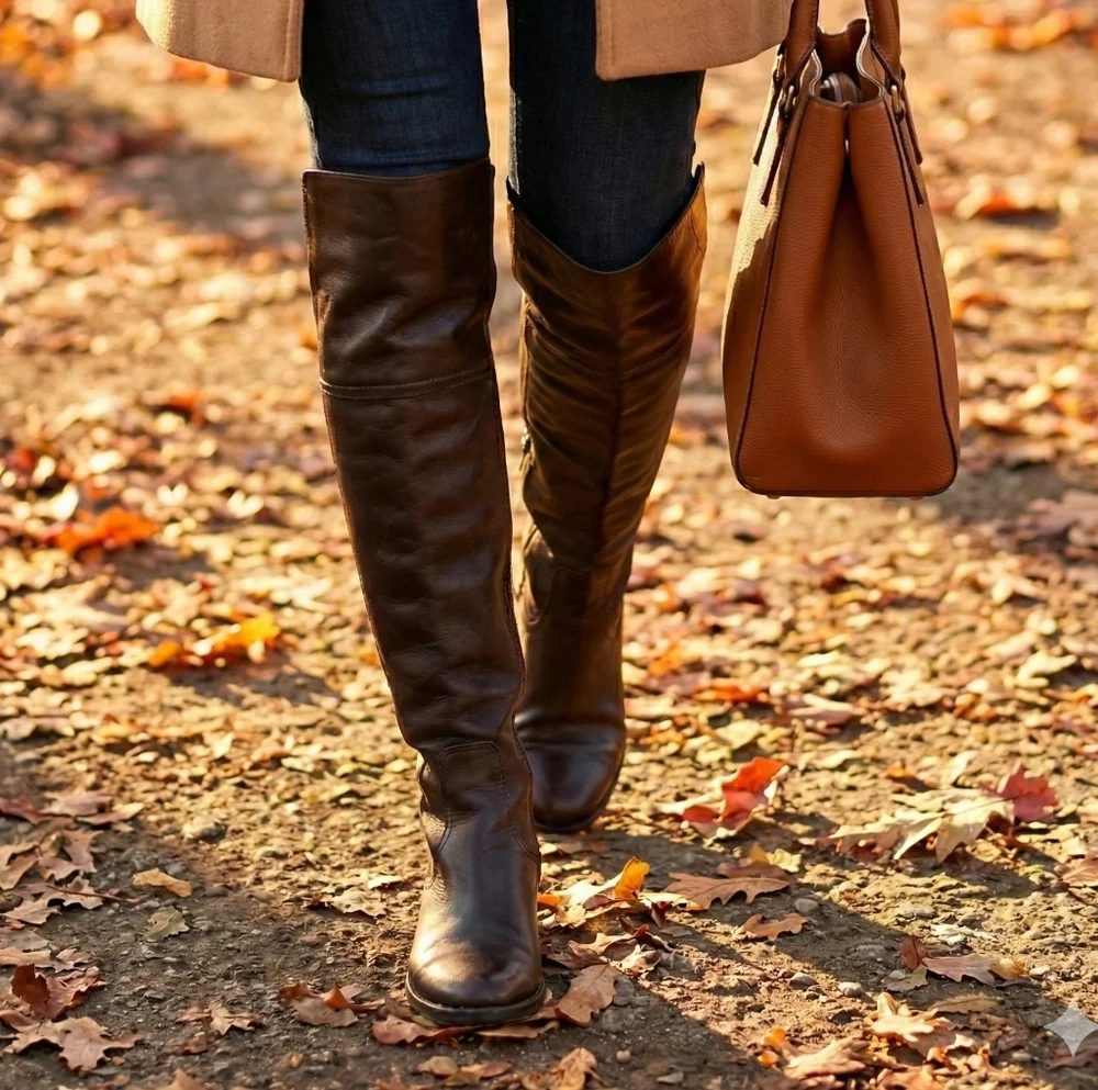 Tory Burch Jack Landed Capra Elastic Leather Over The Knee Riding Boots Size 7.5